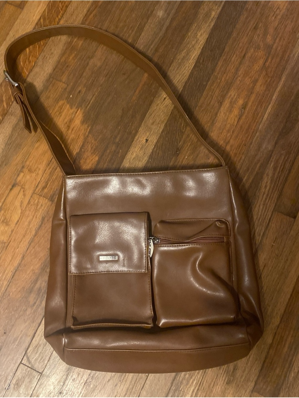 Vintage Y2K Relic Brown Women's Shoulder Bag with Front Pockets